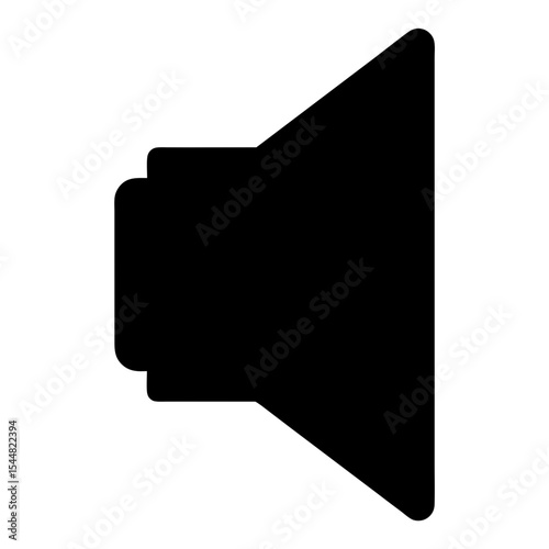Stylized Black Silhouette of a Speaker Depicting Volume Level and Sound