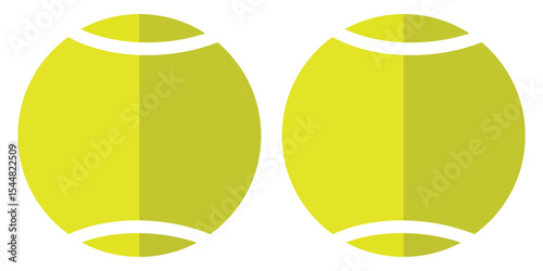 A pair of vibrant yellow tennis balls ready for play on the court, ideal for sports, recreation, and athletic events.