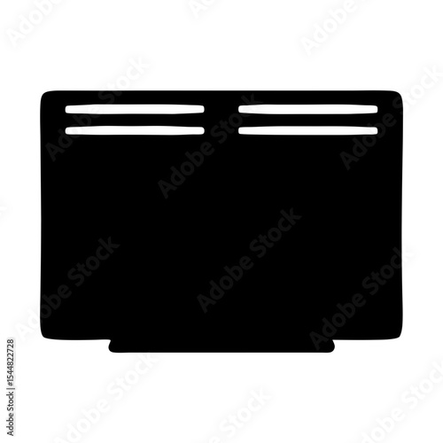 A black and white image of a boxy television with horizontal lines