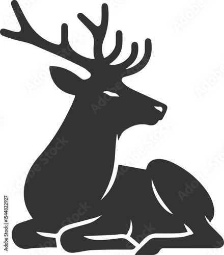 Black elk forest animal drawing silhouette vector illustration