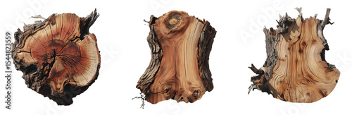 Set of various cedar tree isolated on transparent background