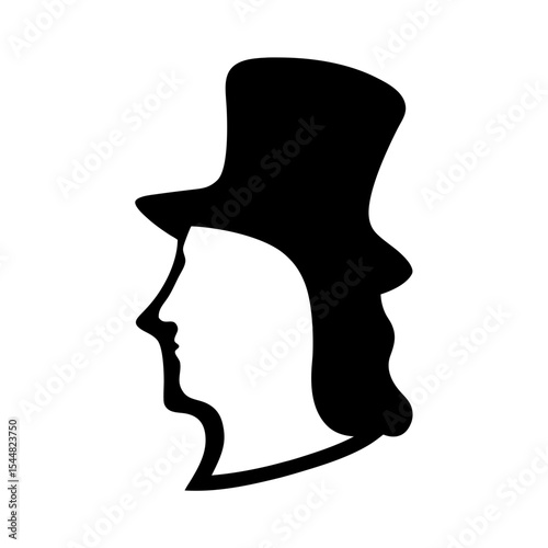 Optical Illusion of a Face and a Top Hat in Silhouette