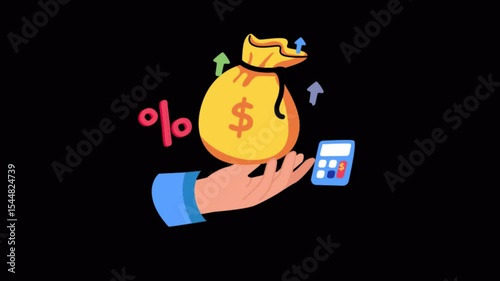 Profit 2D Flat Animations on Transparent background