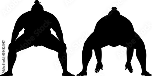 Sumo Wrestler Silhouettes - Traditional Japanese Strength and Sport