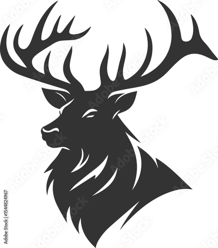 Black elk forest animal drawing silhouette vector illustration
