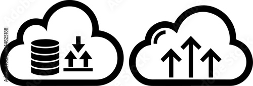 Cloud Computing Data Transfer Icons - Upload, Download, and Storage Solutions