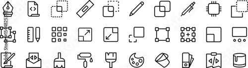 Vector Line Icons Set, Graphic Design icon pack, Interface Tools icon set – Clean and Modern Style