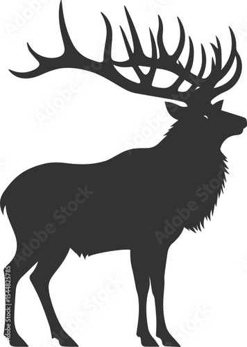 Black elk forest animal drawing silhouette vector illustration