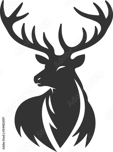 Black elk forest animal drawing silhouette vector illustration