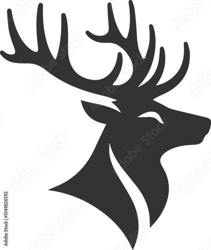 Black elk forest animal drawing silhouette vector illustration