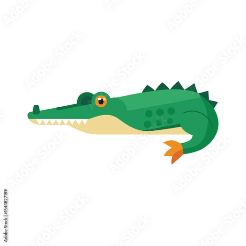 Flat and Minimal Crocodile head Swimming Water Icon vector illustration isolated on white