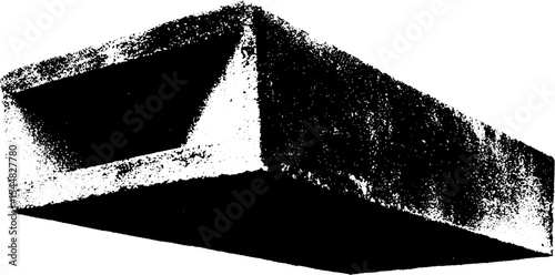 High contrast monolithic concrete block in black and white for industrial design