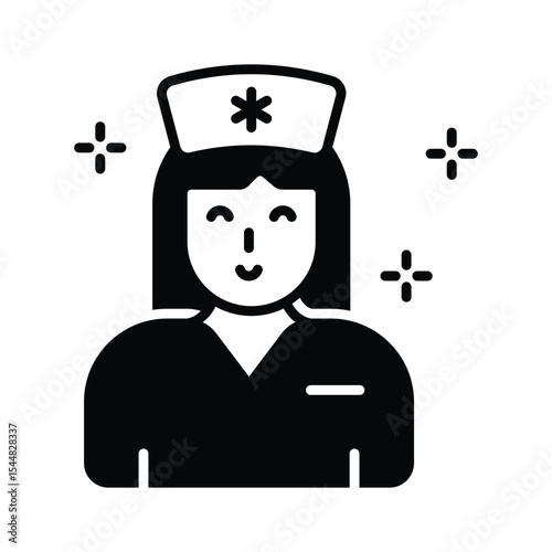A visually appealing glyph icon of nurse with headcap