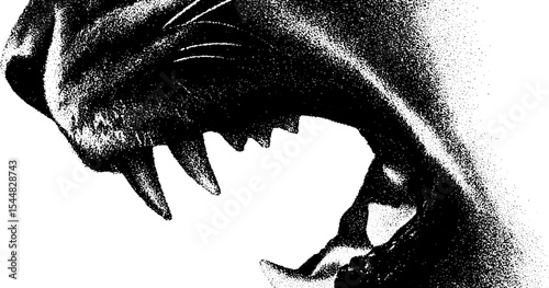 Fierce panther with crown and grills in bold high contrast black and white design