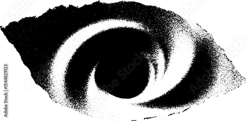 High contrast black and white swirl with peeling paint texture for artistic design