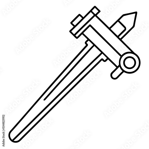 Precision Caliper Minimalist Line Vector
