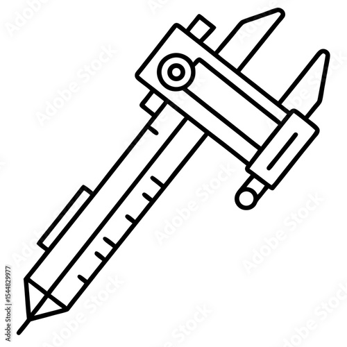 Precision Caliper Minimalist Line Vector