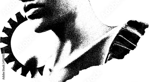 Dramatic black and white ripped lace corset with high contrast design