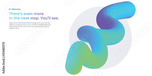 3d Gradient shape on abstract landing page or cover. Colorful swirl wave line, dynamic tech background, vector illustration. Abstract gradient shape with fluid 3d form in vivid colors.