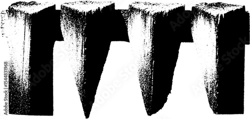 Rustic picket fence in high contrast black and white design for posters