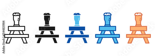 Bench Icon Set Multiple Style Collection