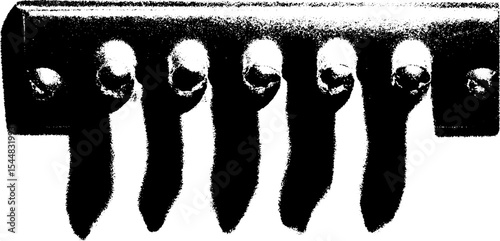 Abstract rusty hinge design in high contrast black and white for artistic projects