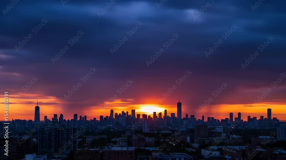 Vibrant Sunset Over Cityscape Showcasing Silhouette Buildings Illuminated By Golden Hour Light Vibrant Sunset Over Cityscape Showcasing Silhouette Buildings Illuminated By Golden Hour Light