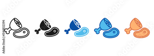 Meat Icon Set Multiple Style Collection