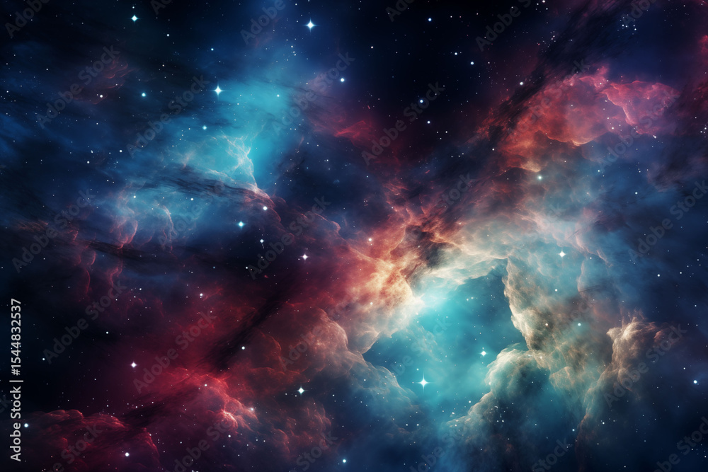 Fototapeta premium Observing distant galaxies with nebulae and stars