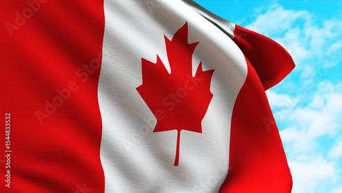 Canadian Flag Waving in the Wind