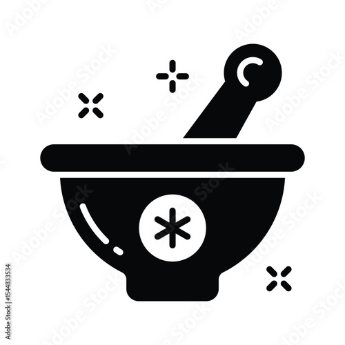 Get a glimpse of this glyph icon of herbal medicine bowl
