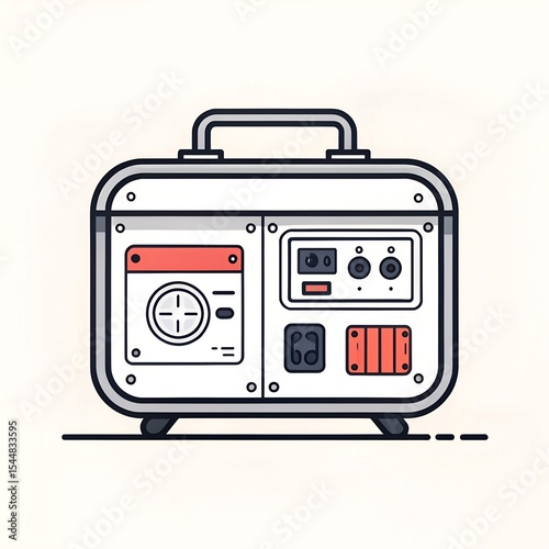 Power Generator Icon - Construction Equipment Flat Line Vector