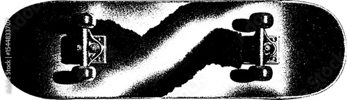 High contrast black and white abstract design on skateboard deck