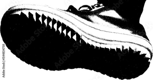 Dynamic black and white abstract high-contrast sneaker tread design for urban fashion concepts