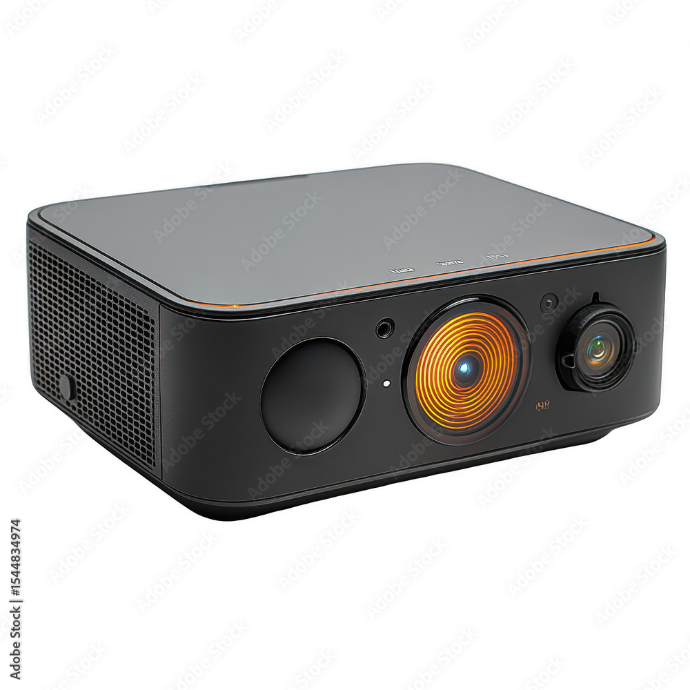 Obraz premium Modern Black Smart Projector High Definition Audio Visual Device Home Theater System Advanced Technology Digital Multimedia Entertainment Equipment Professional Quality Innovative Design Compact Size 