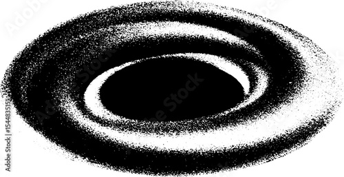 Spiraling dot matrix pattern in high contrast black and white design