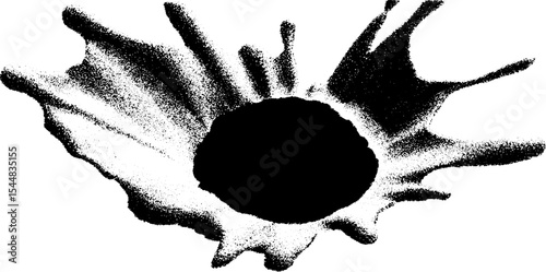 Dynamic splashed ink blot with high contrast in black and white design