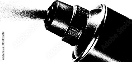High contrast spray paint can nozzle in black and white for art and design concepts
