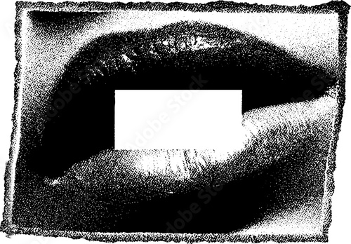 High contrast black and white abstract art with square frame