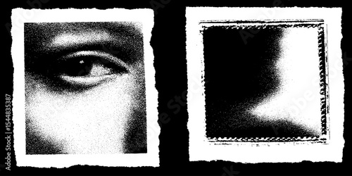 High contrast abstract art with square frame and monochrome design