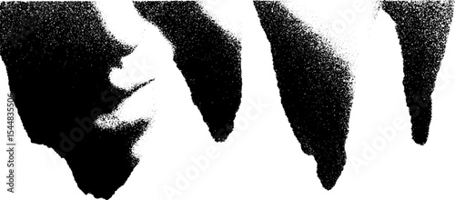 Bold high contrast black and white abstract art with clustered forms