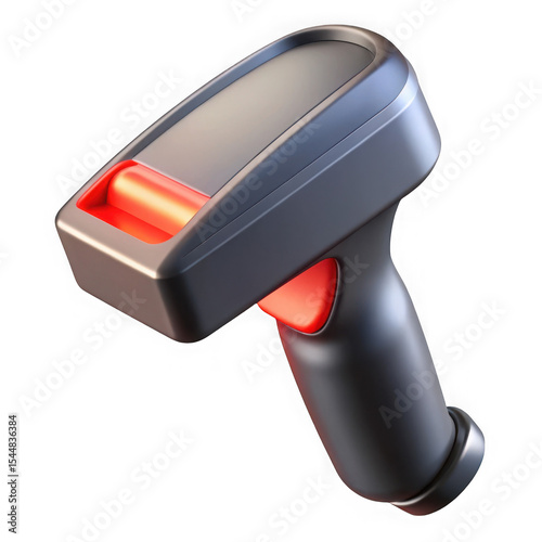 Modern barcode scanner gun isolated on transparent background