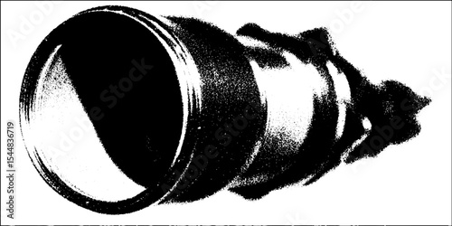 High contrast black and white abstraction of a telescope lens for creative design projects