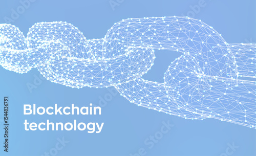 Block chain crypto currency blockchain concept 3d low polygonal chain consists of network connections concept of digital code editable cryptocurrency template vector illustration.