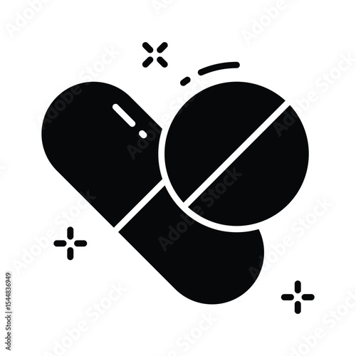 Well crafted glyph style icon representing drugs