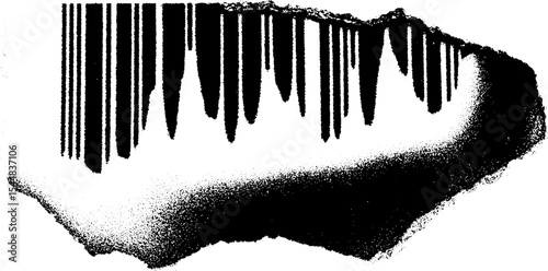 Abstract high contrast black and white torn barcode design for art and graphic projects
