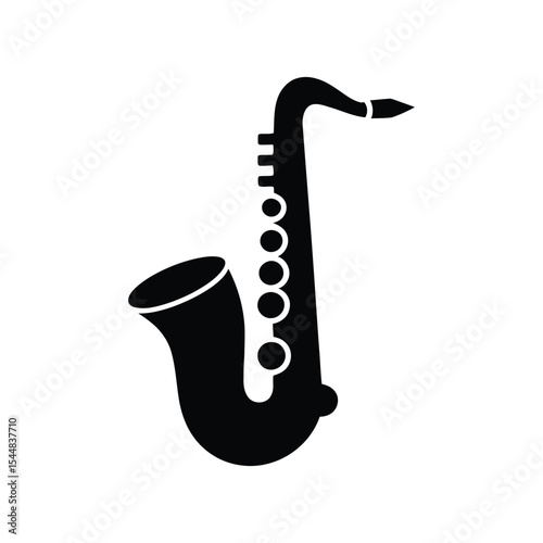 Black Saxophone Icon: Music, Jazz, Instrument, Entertainment, and Sound Symbol