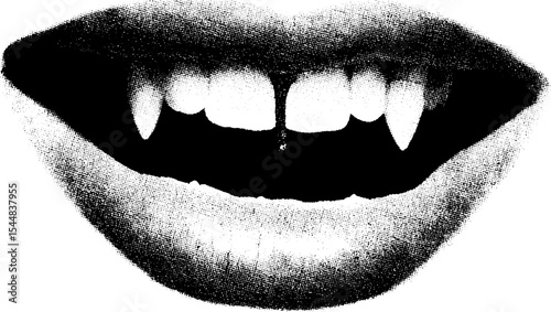 Vampire bite wound with blood drip in high contrast black and white