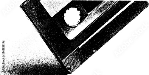 Retro vhs cassette tape design in high contrast black and white for nostalgic prints