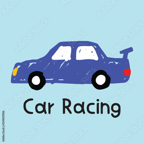 car racing doodle vector set.eps